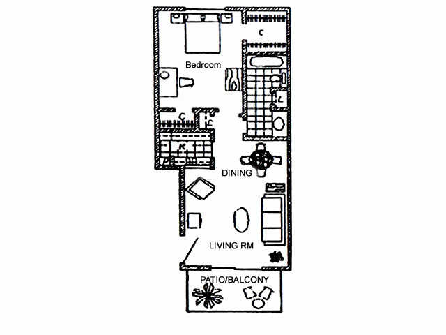 1 Bed 1 Bath (A) 188 floor plan
